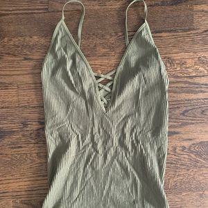 Olive green Free People tank, size medium/large